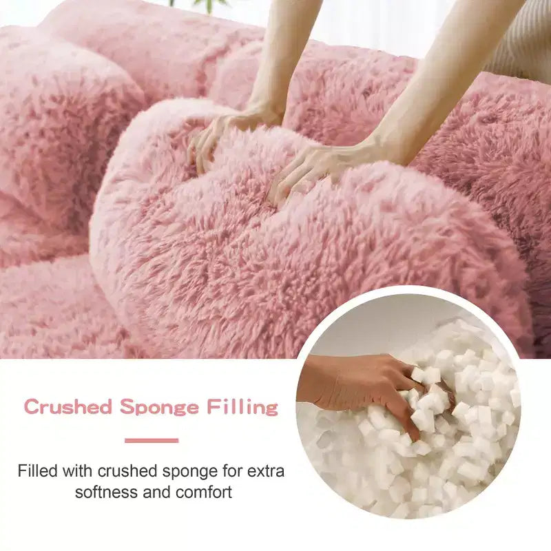 Canapé en peluche douce désossé de 149 pouces, éponge HD 32D, conception ergonomique, emballage sous vide, combinaison libre, connexion par boucle pour chambre/bureau/home cinéma