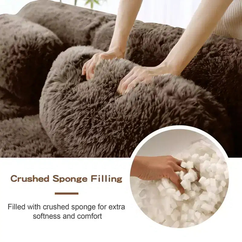 Canapé en peluche douce désossé de 149 pouces, éponge HD 32D, conception ergonomique, emballage sous vide, combinaison libre, connexion par boucle pour chambre/bureau/home cinéma