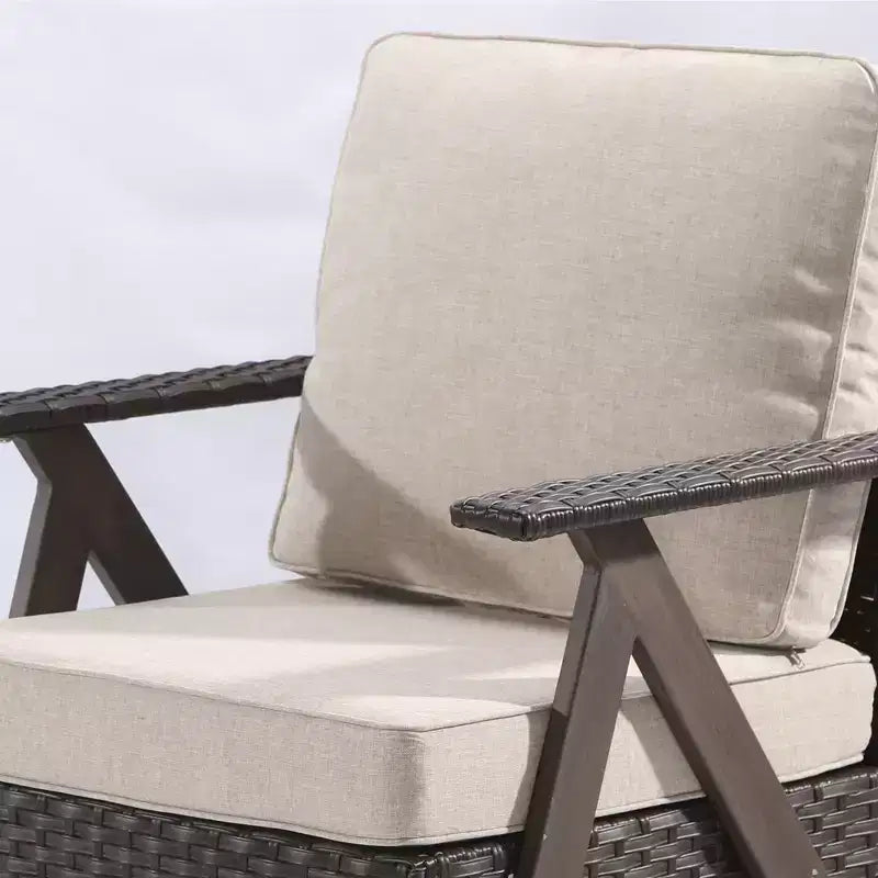 Ensemble de sièges d'extérieur UPTIOT Premium : canapé 3 places, double méridienne, 2 poufs et 2 fauteuils pivotants pour un confort optimal sur votre terrasse.