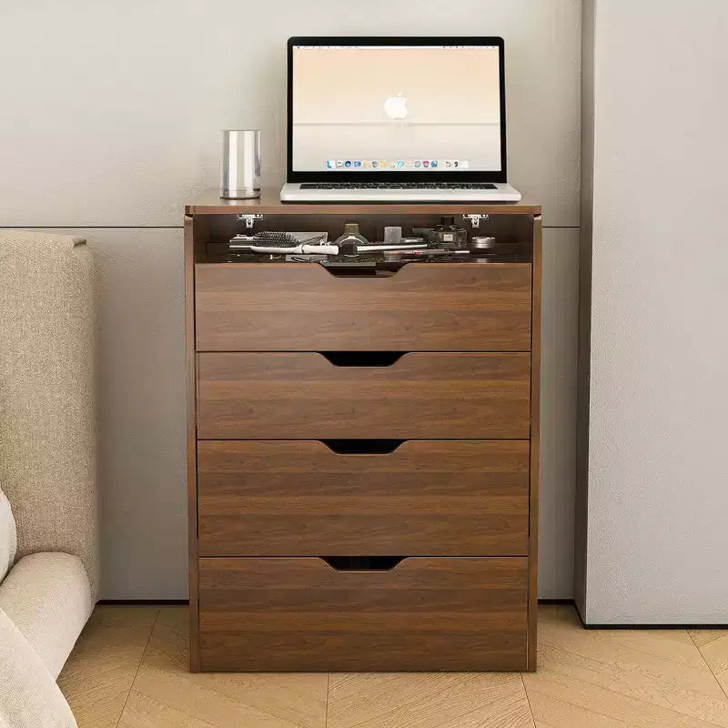 JVNOXK Coiffeuse 3-en-1 de 23 pouces avec miroir éclairé et tabouret, design rabattable, convient pour chambre ou salle de bain, grande capacité de rangement, finition noyer