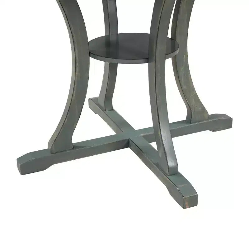 Ensemble de salle à manger rond 5 pièces en bois avec pieds de forme spéciale et dossier de chaise évidé au design exquis pour la cuisine