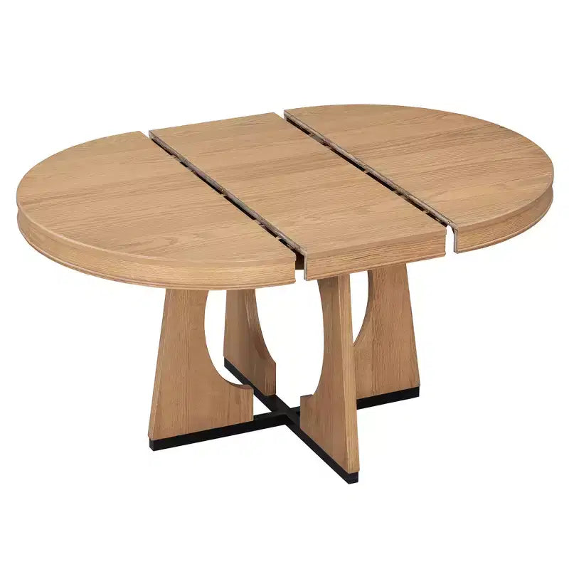Ensemble de salle à manger rond extensible de ferme pour 4 personnes, table de cuisine ronde en bois avec rallonge, 4 chaises rembourrées pour salle à manger
