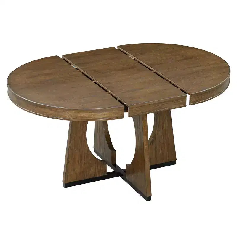 Ensemble de salle à manger rond extensible de ferme pour 4 personnes, table de cuisine ronde en bois avec rallonge, 4 chaises rembourrées pour salle à manger