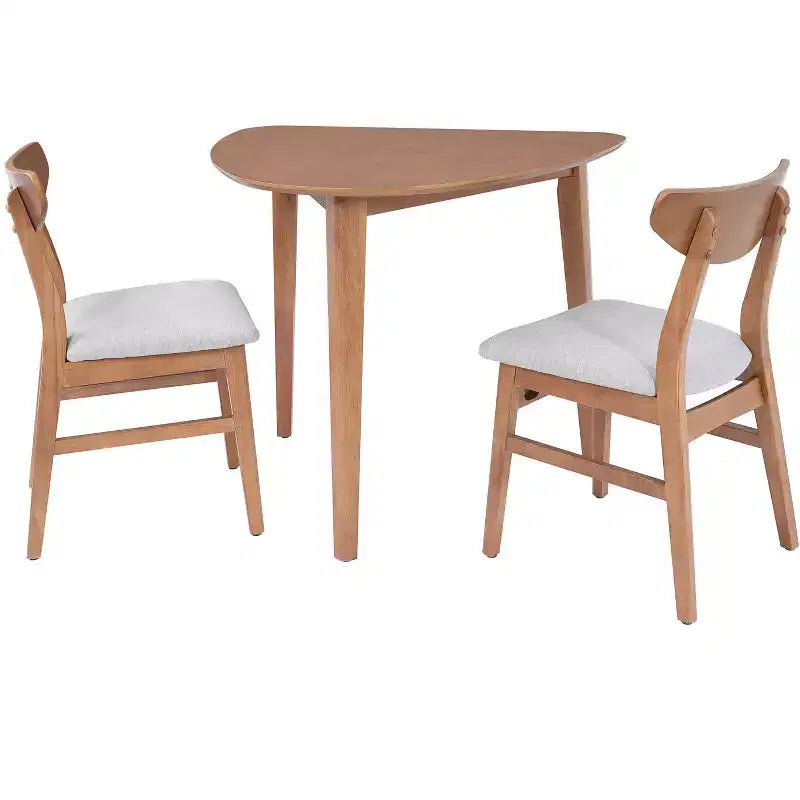 Ensemble de table moderne 3 pièces GDFStudio Delgado avec 2 chaises en bois courbé