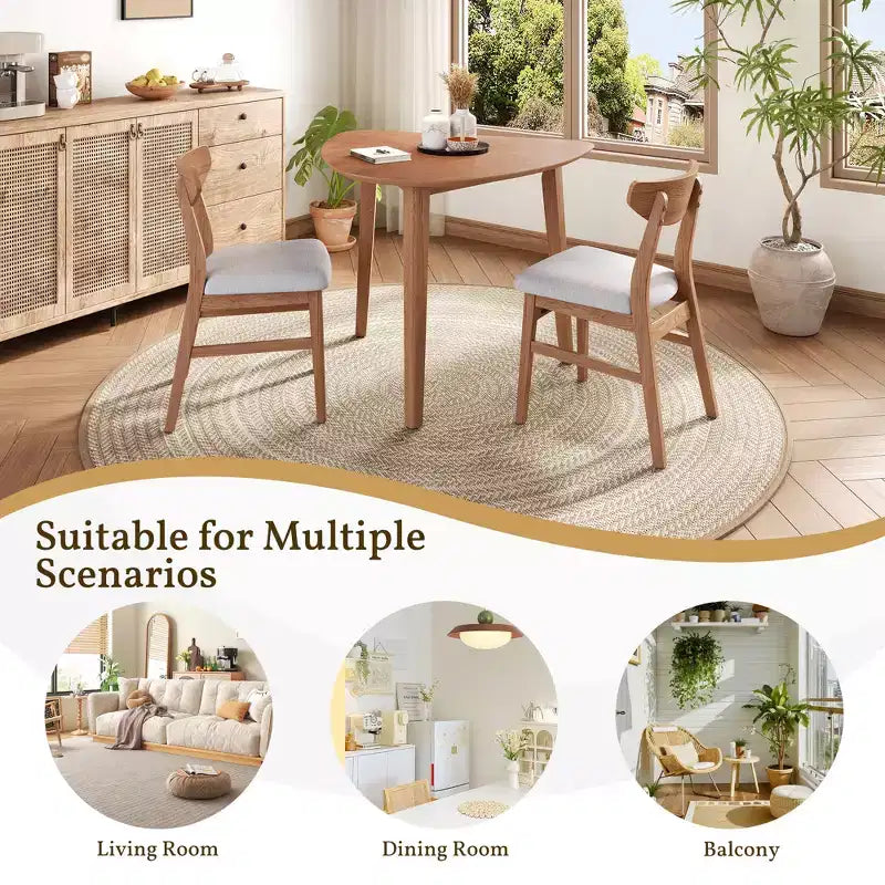 Ensemble de table moderne 3 pièces GDFStudio Delgado avec 2 chaises en bois courbé