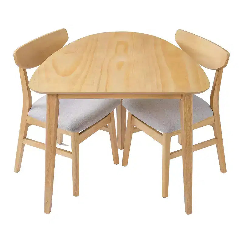 Ensemble de table moderne 3 pièces GDFStudio Delgado avec 2 chaises en bois courbé