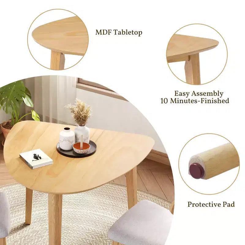 Ensemble de table moderne 3 pièces GDFStudio Delgado avec 2 chaises en bois courbé