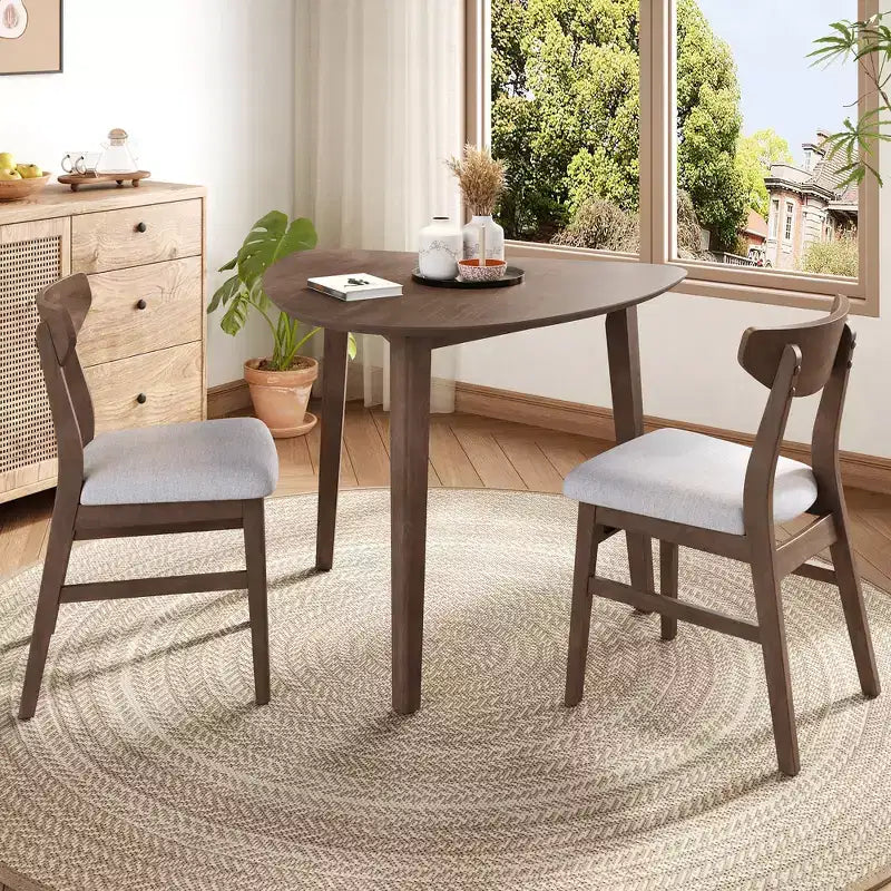 Ensemble de table moderne 3 pièces GDFStudio Delgado avec 2 chaises en bois courbé