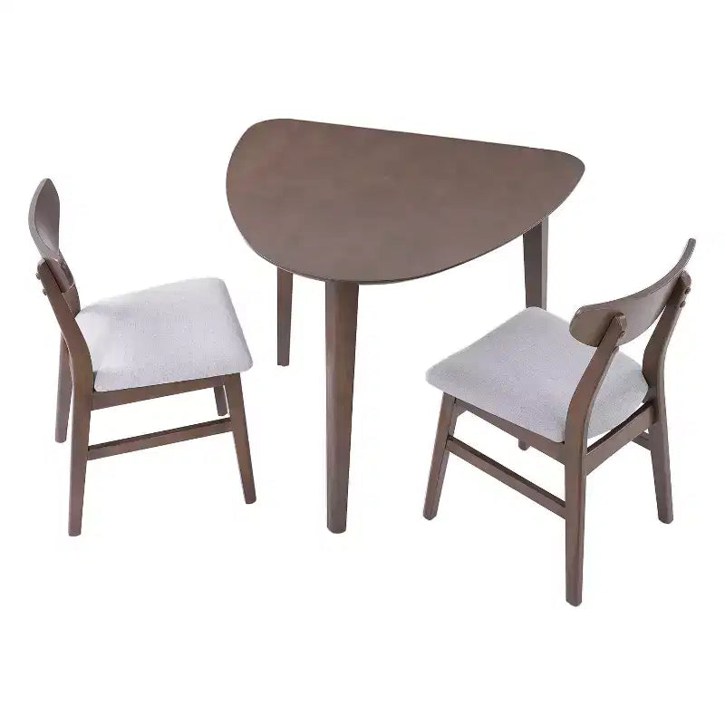 Ensemble de table moderne 3 pièces GDFStudio Delgado avec 2 chaises en bois courbé