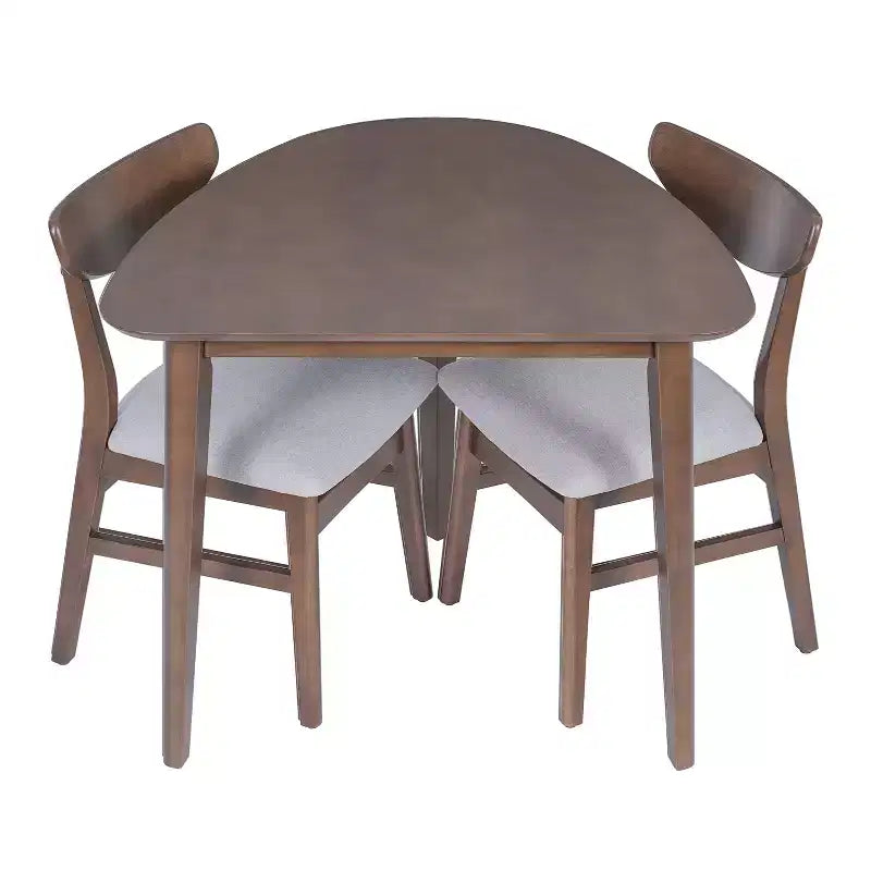 Ensemble de table moderne 3 pièces GDFStudio Delgado avec 2 chaises en bois courbé