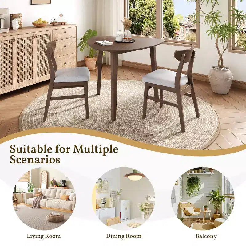 Ensemble de table moderne 3 pièces GDFStudio Delgado avec 2 chaises en bois courbé