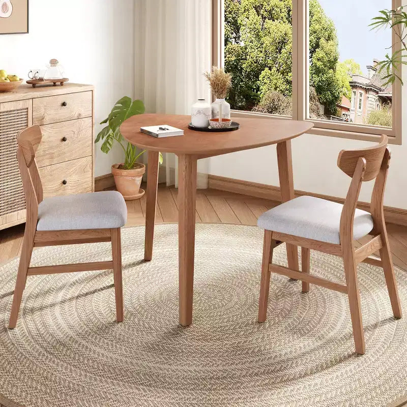 Ensemble de table moderne 3 pièces GDFStudio Delgado avec 2 chaises en bois courbé