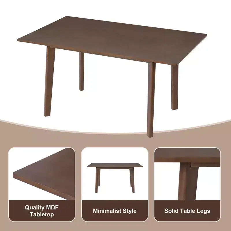 GDFStudio Crawford – Ensemble salle à manger moderne 5 pièces – Table rectangulaire en bois massif et chaises rembourrées en lin