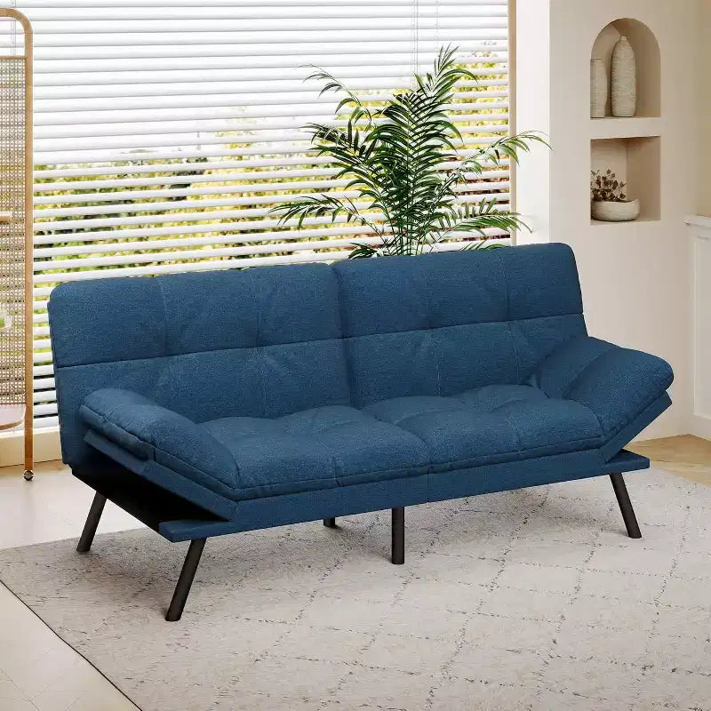 Dyonery 71 Memory Foam Futon Couch with Detachable Cushion Convertible Futon Sofa Bed,Adjustable Backrest & Armrest,Sleeper Recliner for Living Room
