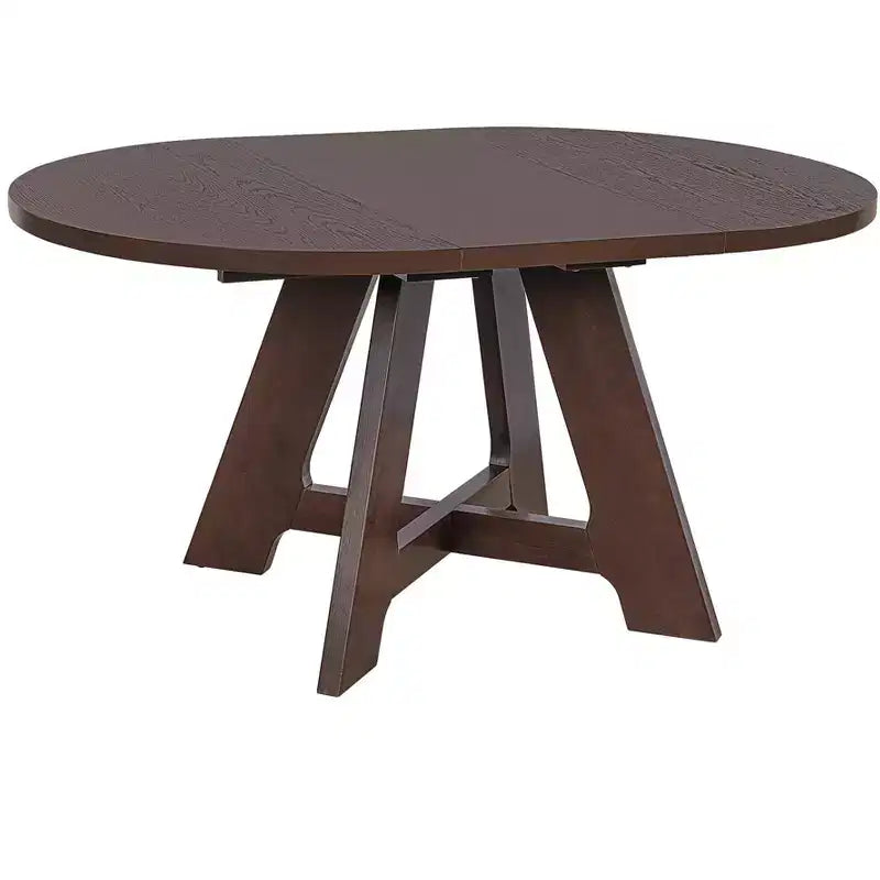 Ensemble table de salle à manger ronde extensible de style ferme pour 4, avec rallonge amovible et 4 chaises de salle à manger rembourrées