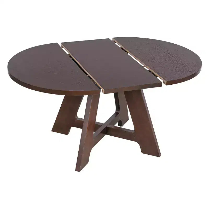 Ensemble table de salle à manger ronde extensible de style ferme pour 4, avec rallonge amovible et 4 chaises de salle à manger rembourrées