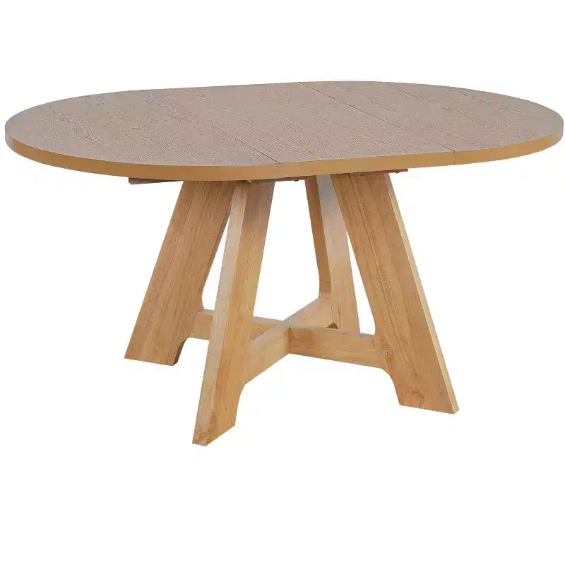 Ensemble table de salle à manger ronde extensible de style ferme pour 4, avec rallonge amovible et 4 chaises de salle à manger rembourrées