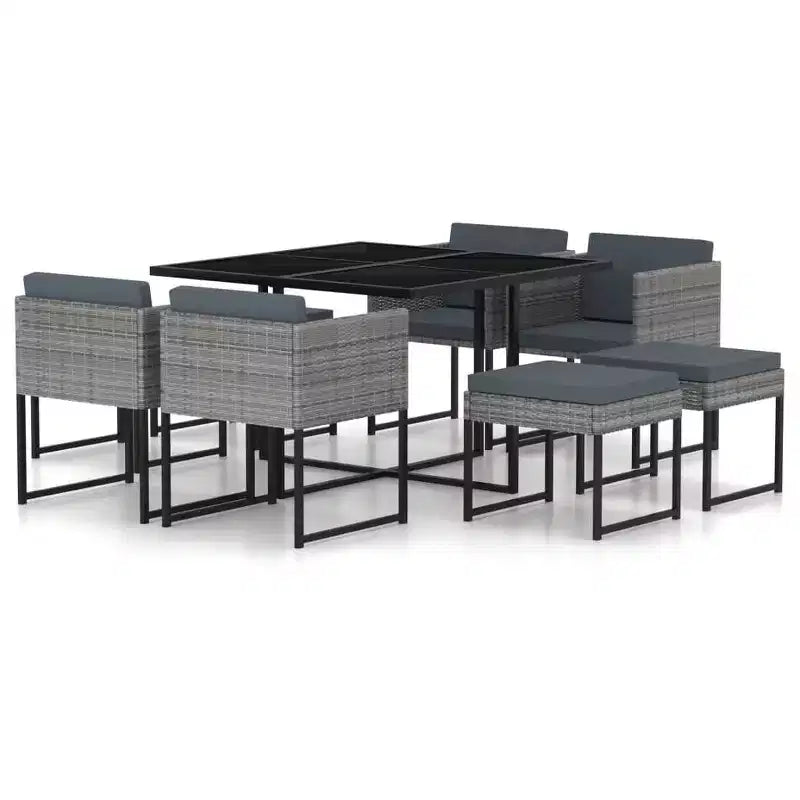 vidaXL Salon de Jardin Ensemble Table et Chaises Mobilier de Jardin en Résine Tressée