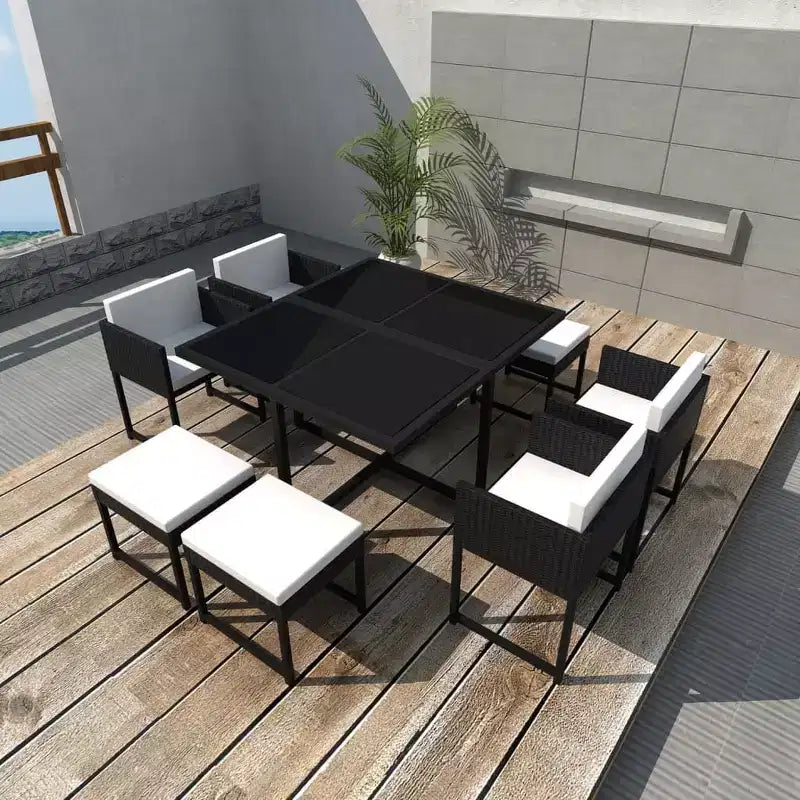 vidaXL Salon de Jardin Ensemble Table et Chaises Mobilier de Jardin en Résine Tressée