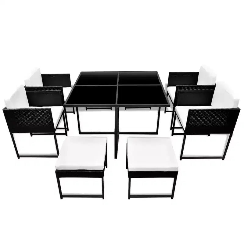 vidaXL Salon de Jardin Ensemble Table et Chaises Mobilier de Jardin en Résine Tressée