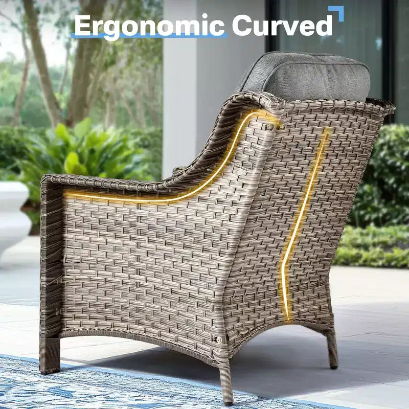 Ensemble de conversation de patio HOMLUX 6 pièces, canapé 3 places avec coussins, chaises en rotin, poufs, table basse