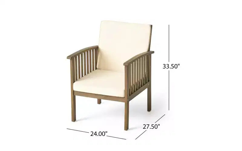Ensemble de conversation 3 pièces pour patio en bois d'acacia, mobilier d'extérieur, 2 fauteuils club avec table d'appoint pour jardin/patio/terrasse - ModernLuxe
