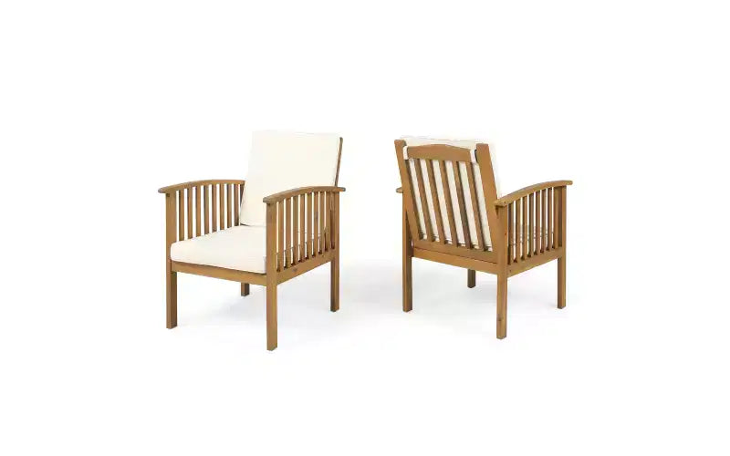Ensemble de conversation 3 pièces pour patio en bois d'acacia, mobilier d'extérieur, 2 fauteuils club avec table d'appoint pour jardin/patio/terrasse - ModernLuxe