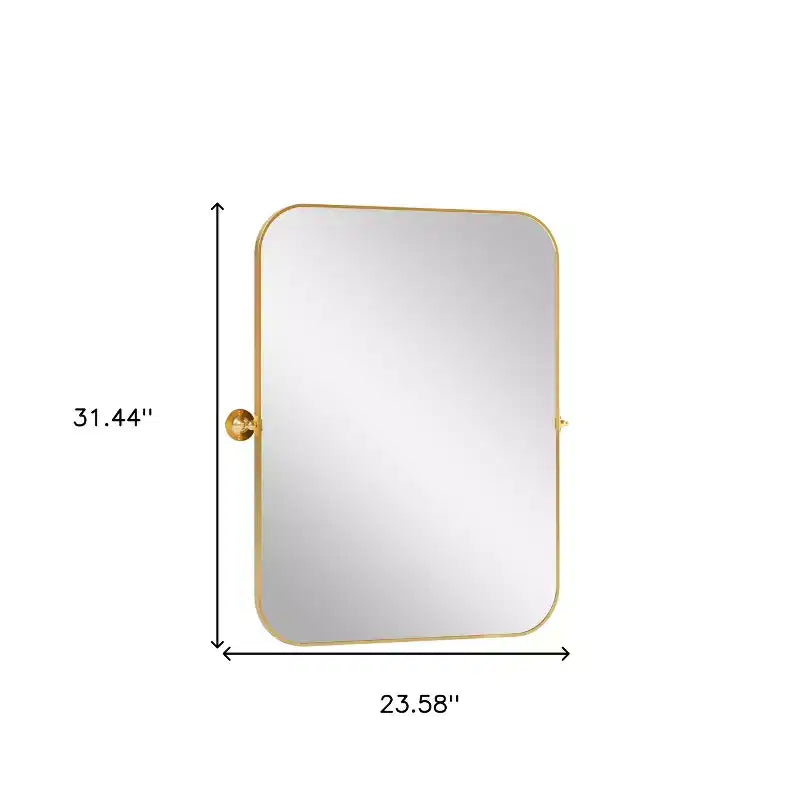 31" Gold Metal Tilting Framed Accent Mirror