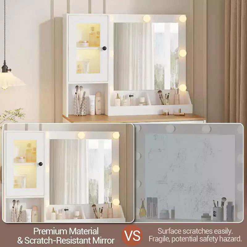Makeup Vanity Desk with Mirror & Adjustable LED Lights