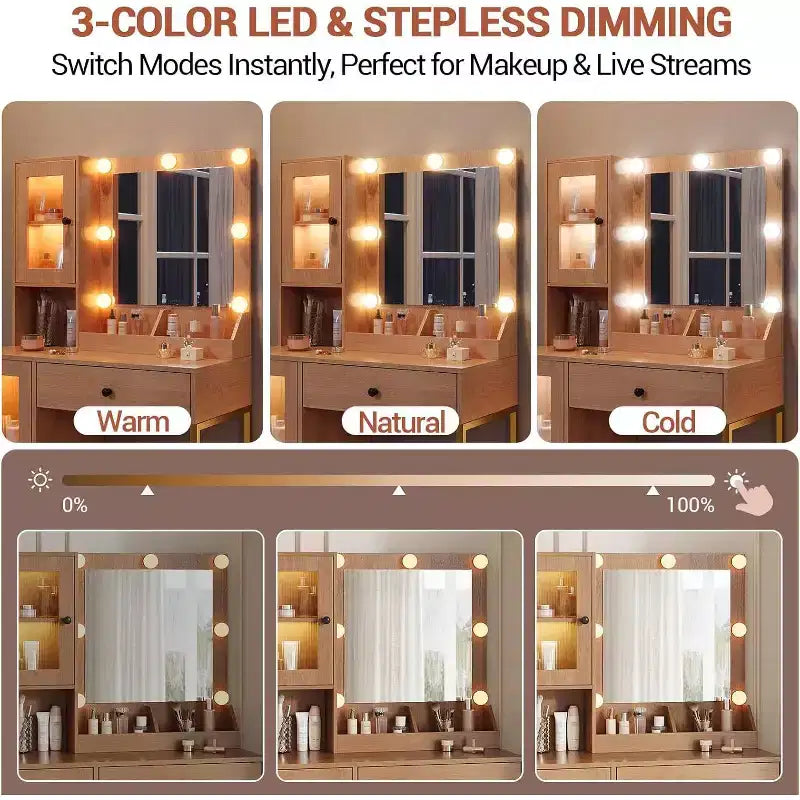 Makeup Vanity Desk with Mirror & Adjustable LED Lights