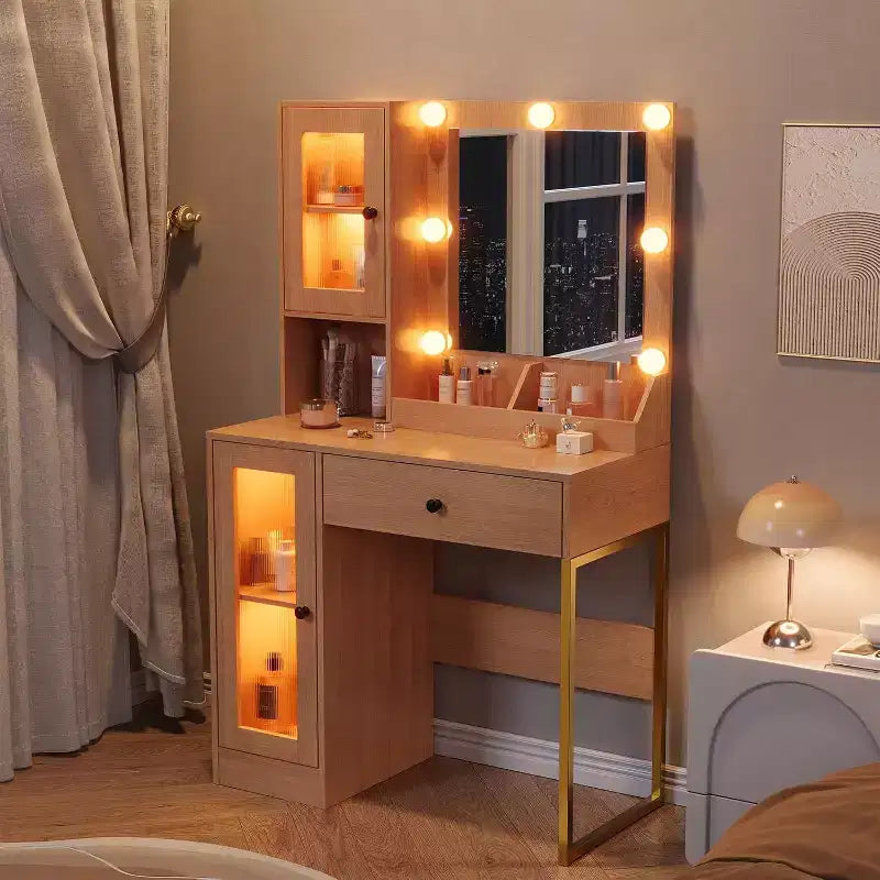 Makeup Vanity Desk with Mirror & Adjustable LED Lights