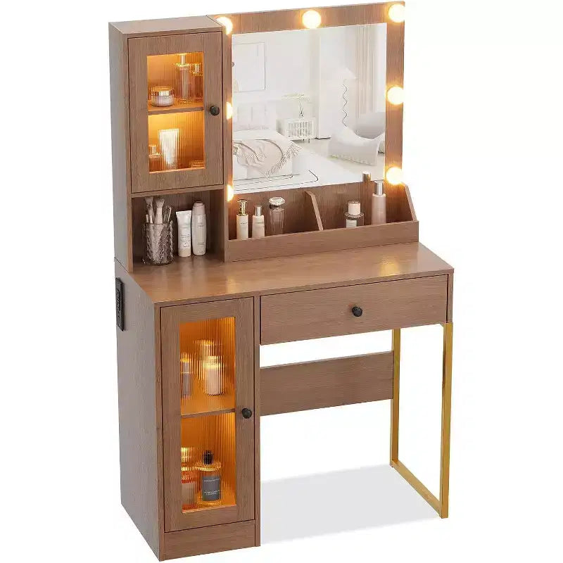 Makeup Vanity Desk with Mirror & Adjustable LED Lights