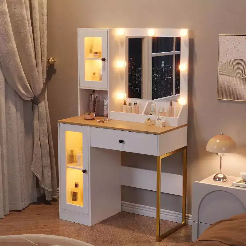 Makeup Vanity Desk with Mirror & Adjustable LED Lights