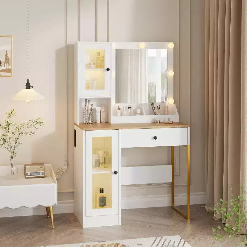 Makeup Vanity Desk with Mirror & Adjustable LED Lights