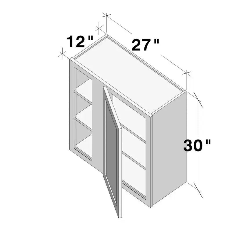 27"W x 30"H x 12"D Shaker Base Kitchen Cabinet, Solid Wood Frame, Water-Based Low-VOC Paint, Soft-Close, RTA, Dove Gray