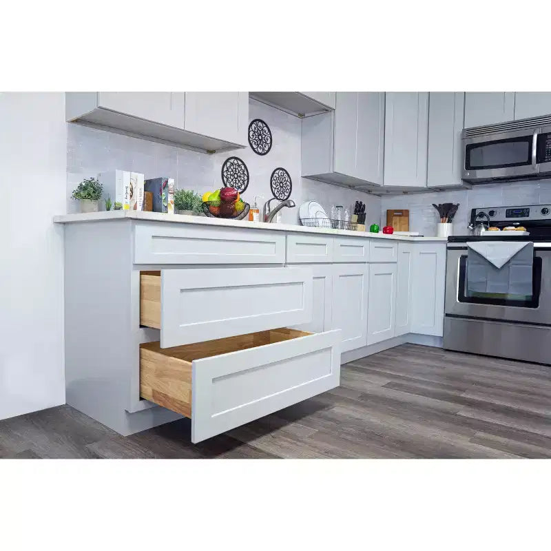 27"W x 30"H x 12"D Shaker Base Kitchen Cabinet, Solid Wood Frame, Water-Based Low-VOC Paint, Soft-Close, RTA, Dove Gray