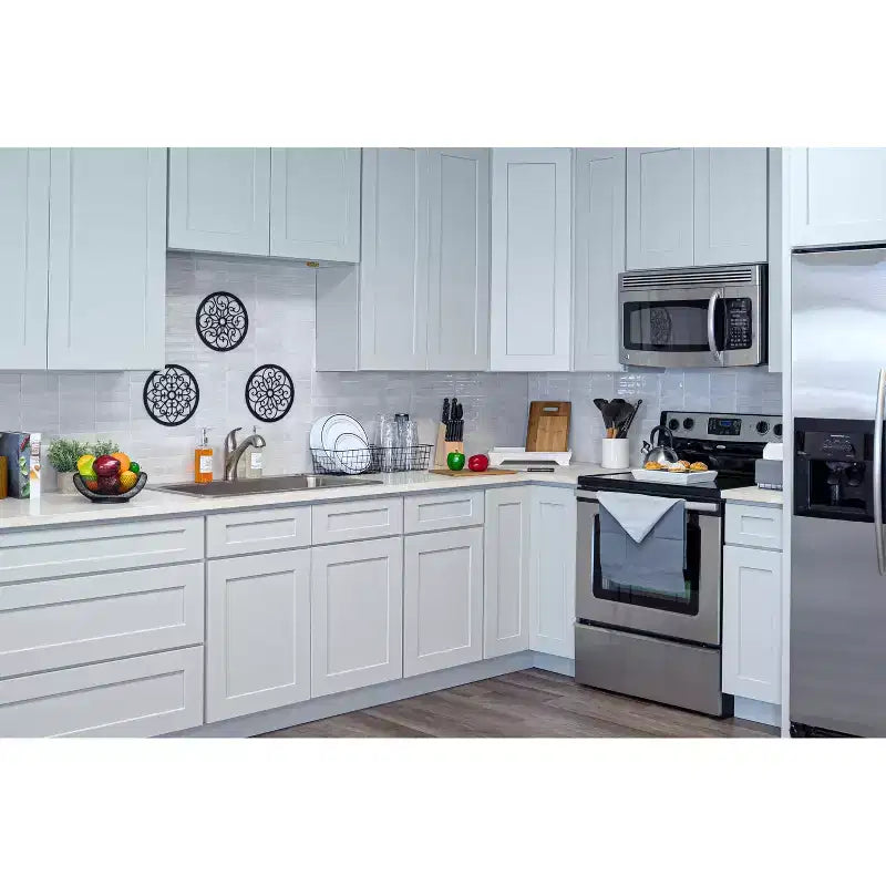 27"W x 30"H x 12"D Shaker Base Kitchen Cabinet, Solid Wood Frame, Water-Based Low-VOC Paint, Soft-Close, RTA, Dove Gray