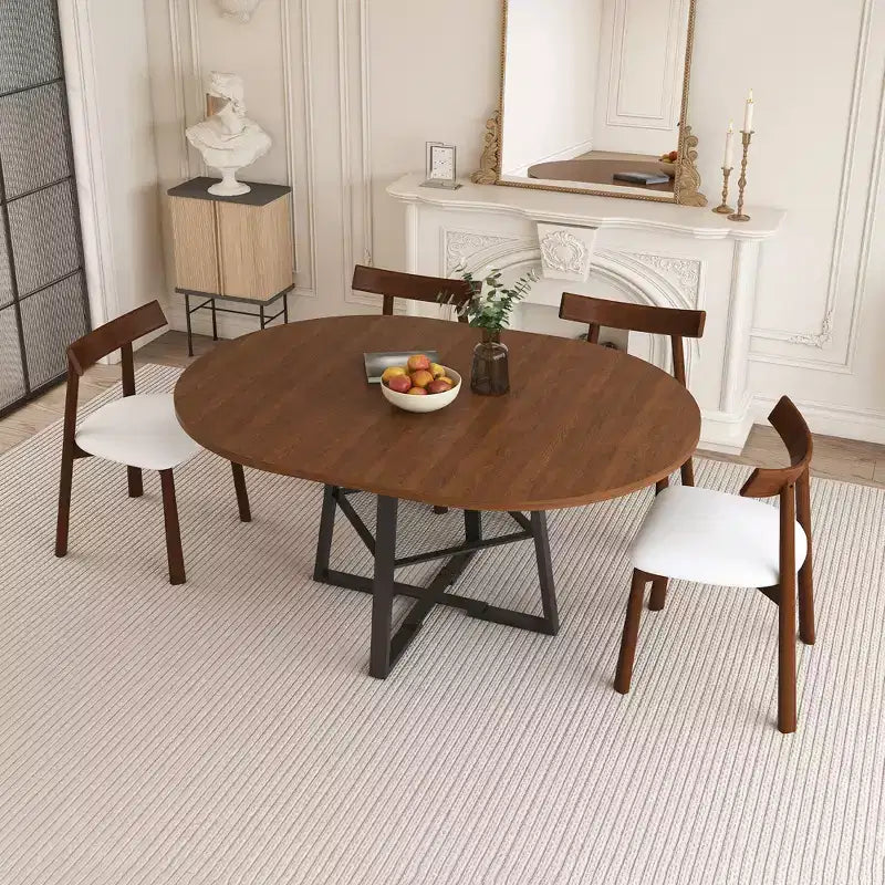 Ensemble de salle à manger extensible GDFStudio Raj Modern 5 pièces avec 4 chaises rembourrées en similicuir