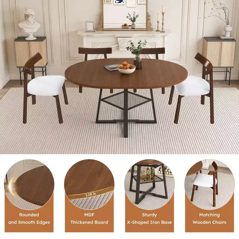 Ensemble de salle à manger extensible GDFStudio Raj Modern 5 pièces avec 4 chaises rembourrées en similicuir