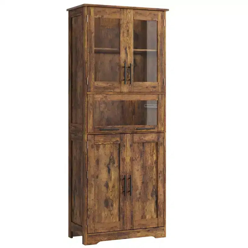 67" Tall Slim Storage Cabinet with 2 Doors & Adjustable Shelves, Towel Organizer for Bathroom Kitchen Laundry