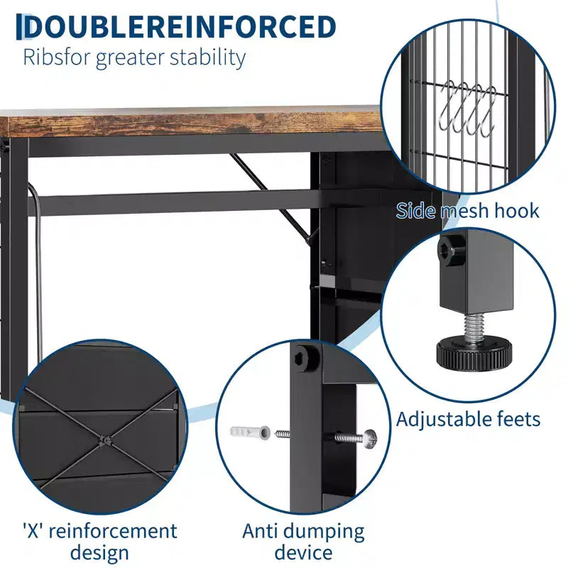 49.2" W Dresser with Hanging Rack & 6 Fabric Drawers