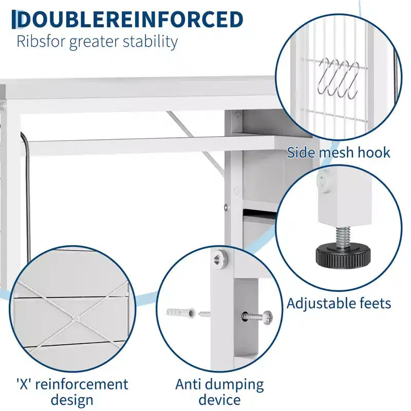 49.2" W Dresser with Hanging Rack & 6 Fabric Drawers