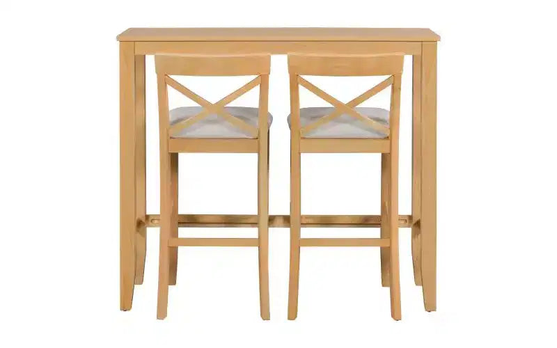 JVNOXK Ensemble table et chaises de salle à manger style ferme, rectangulaire, en bois, 48 pouces, avec deux chaises, adapté pour la cuisine, beige