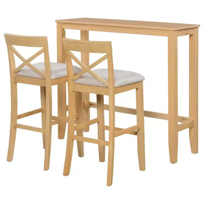 JVNOXK Ensemble table et chaises de salle à manger style ferme, rectangulaire, en bois, 48 pouces, avec deux chaises, adapté pour la cuisine, beige
