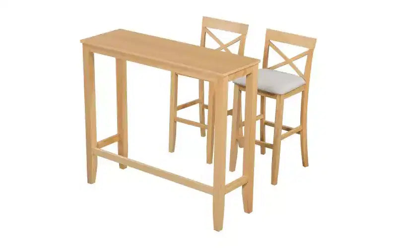 JVNOXK Ensemble table et chaises de salle à manger style ferme, rectangulaire, en bois, 48 pouces, avec deux chaises, adapté pour la cuisine, beige