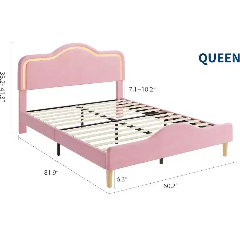 Upholstered Bed Frame - Adjustable Headboard & Footboard, Platform Design, Sturdy Wooden Slats, Easy Assembly, No Box Spring Needed