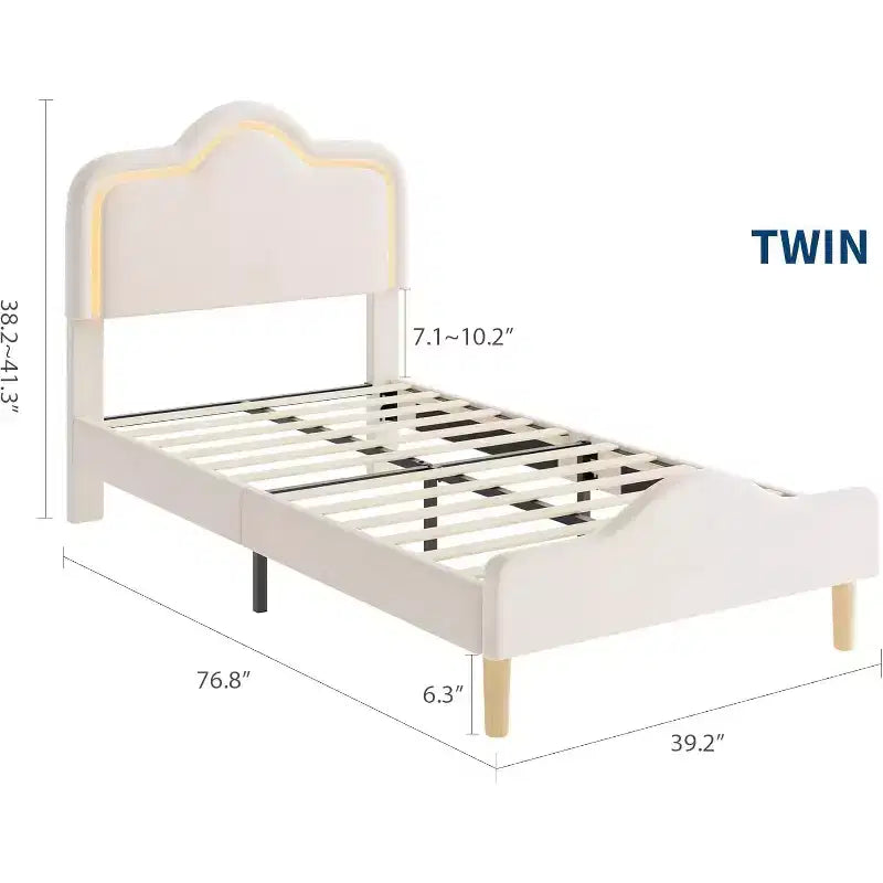 Upholstered Bed Frame - Adjustable Headboard & Footboard, Platform Design, Sturdy Wooden Slats, Easy Assembly, No Box Spring Needed
