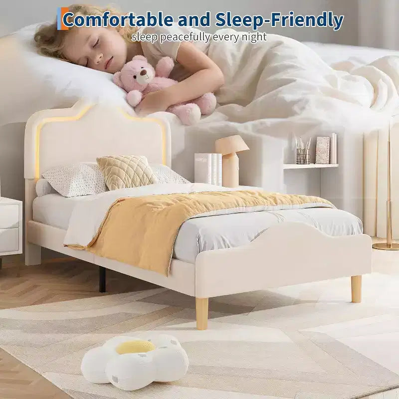 Upholstered Bed Frame - Adjustable Headboard & Footboard, Platform Design, Sturdy Wooden Slats, Easy Assembly, No Box Spring Needed