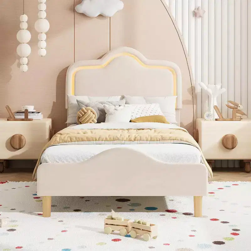 Upholstered Bed Frame - Adjustable Headboard & Footboard, Platform Design, Sturdy Wooden Slats, Easy Assembly, No Box Spring Needed