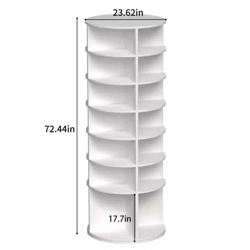 7-Tier 360 Rotating Shoe Rack Tower, Free-Standing Shoe Organizer, Holds up to 28 Pairs, White